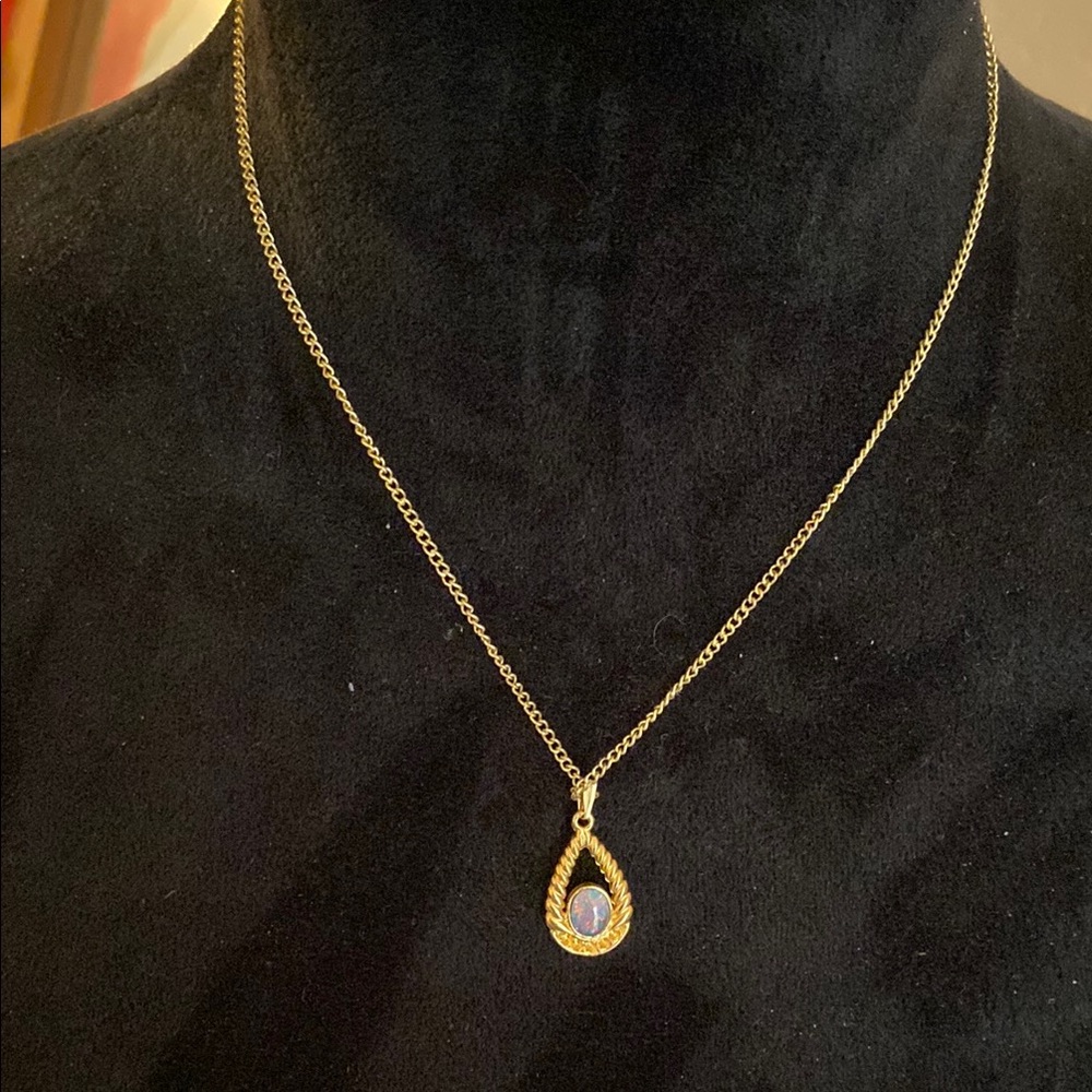 Dark Opal New in the Box Gold Pendant Necklace
